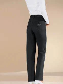 Jean coupe droite avec ceinture élastique au dos