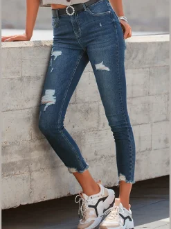 Jean effet déchiré jambes affinées