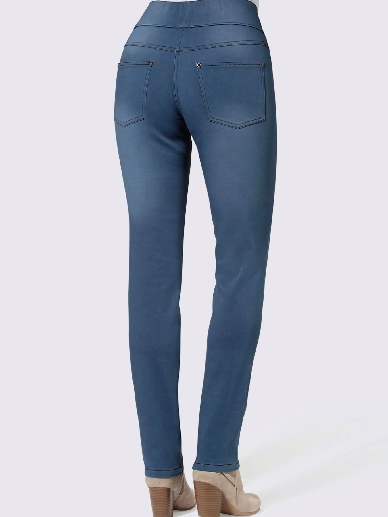 Jean femme 5 poches large ceinture élastique coupe slim