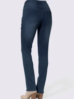 Jean femme coupe boyfriend délavé avec coutures décoratives