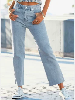 Jean large longueur 7/8 tendance, jambes évasées