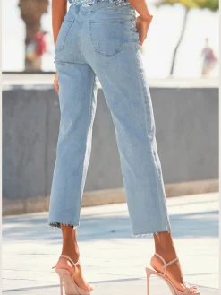 Jean large longueur 7/8 tendance, jambes évasées