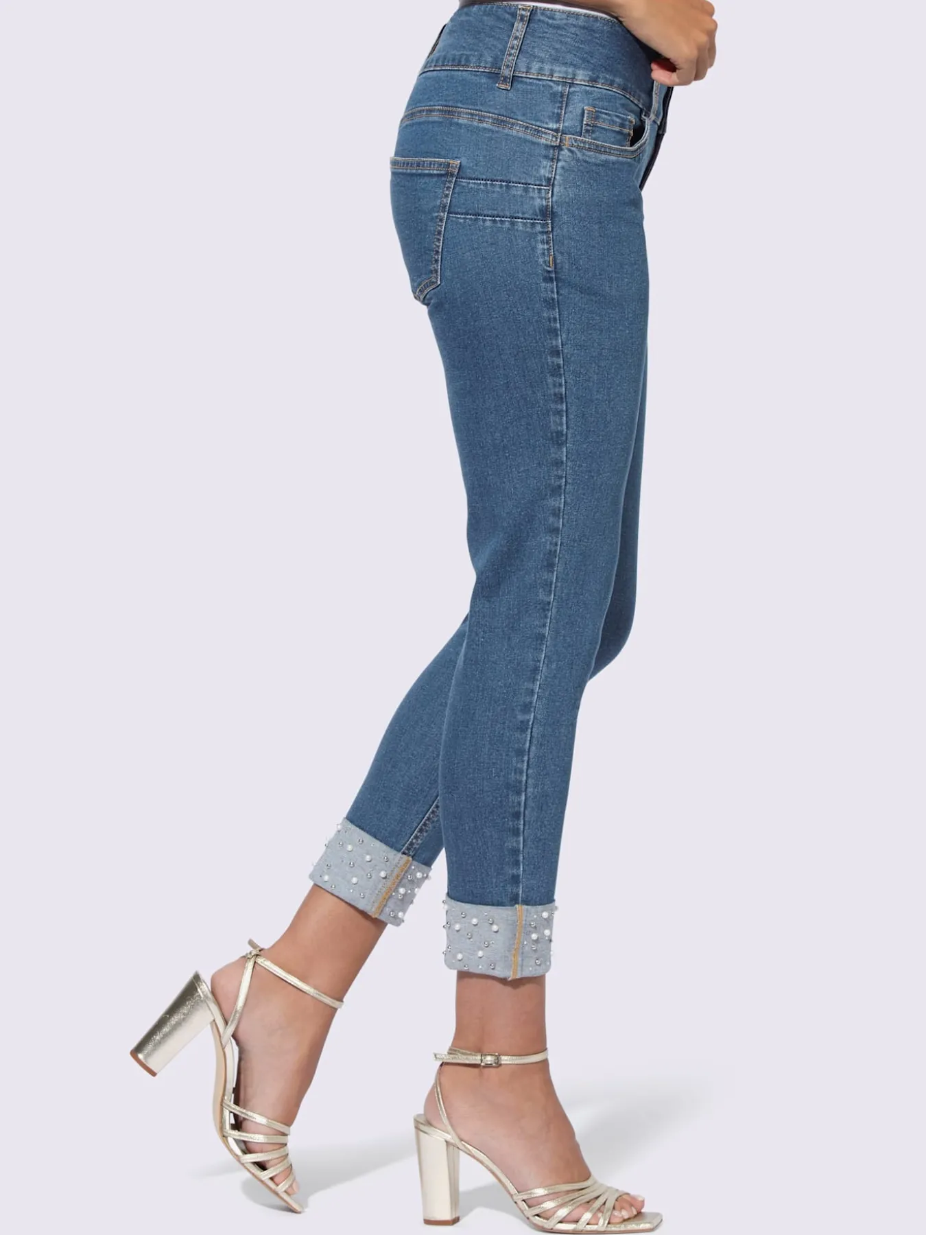 Jean push-up perles et petites pierres brillantes fantaisie