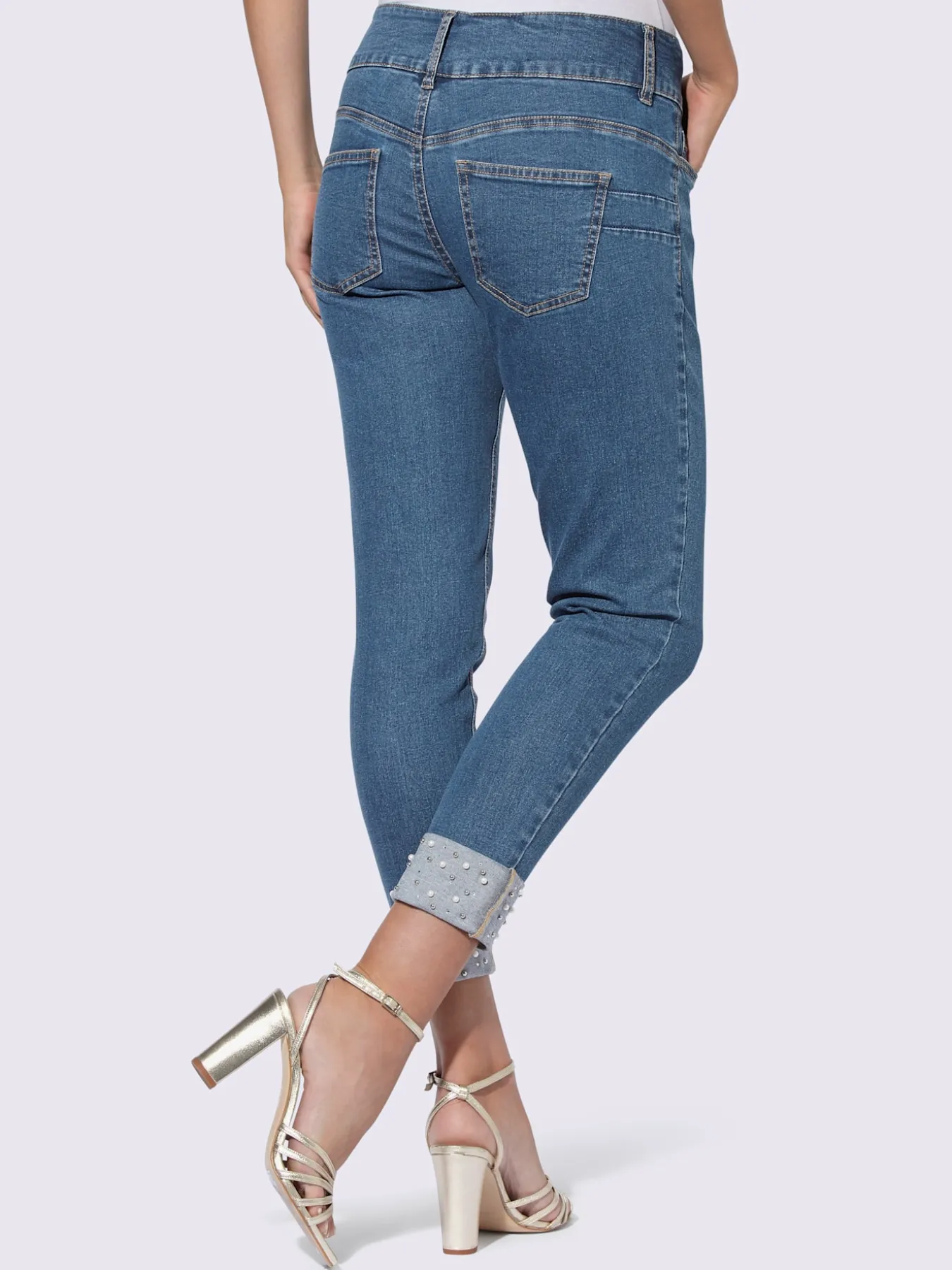 Jean push-up perles et petites pierres brillantes fantaisie
