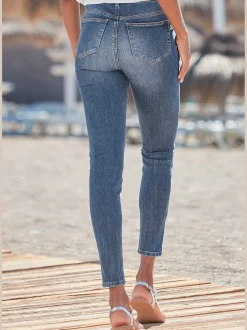 Jean taille haute jegging taille haute avec boutons