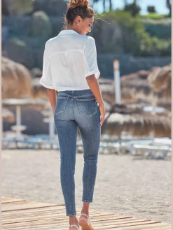 Jean taille haute jegging taille haute avec boutons