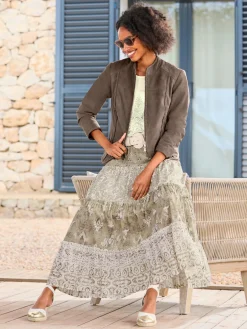 Jupe à niveaux motif imprimé exclusif