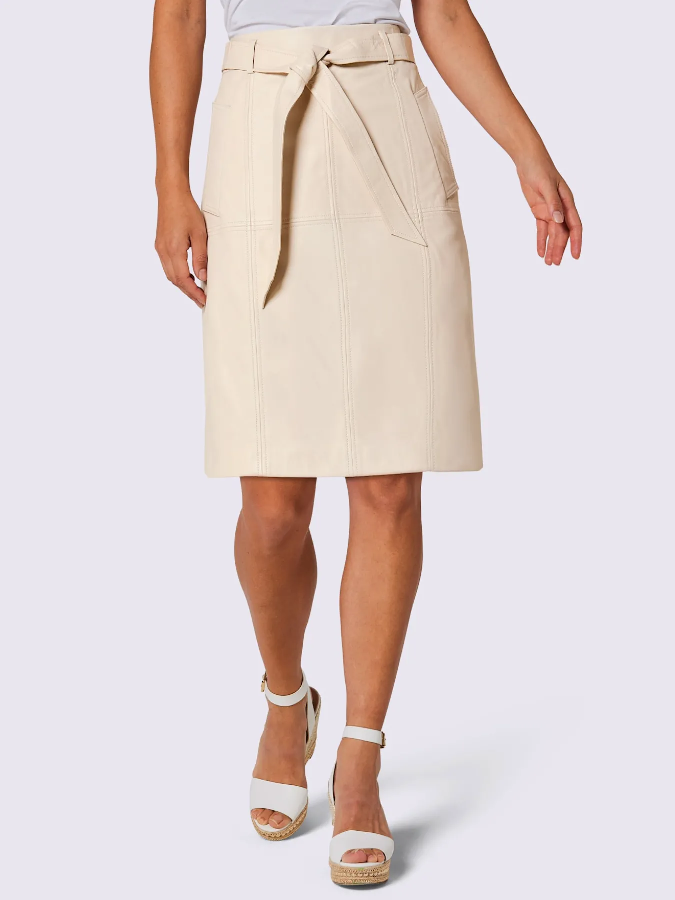 Jupe en cuir pur cuir d'agneau nappa