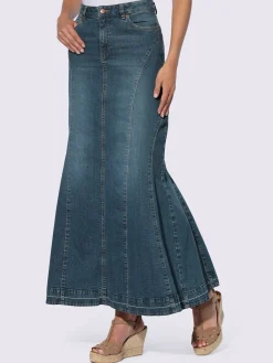 Jupe en jean coupe godet féminine