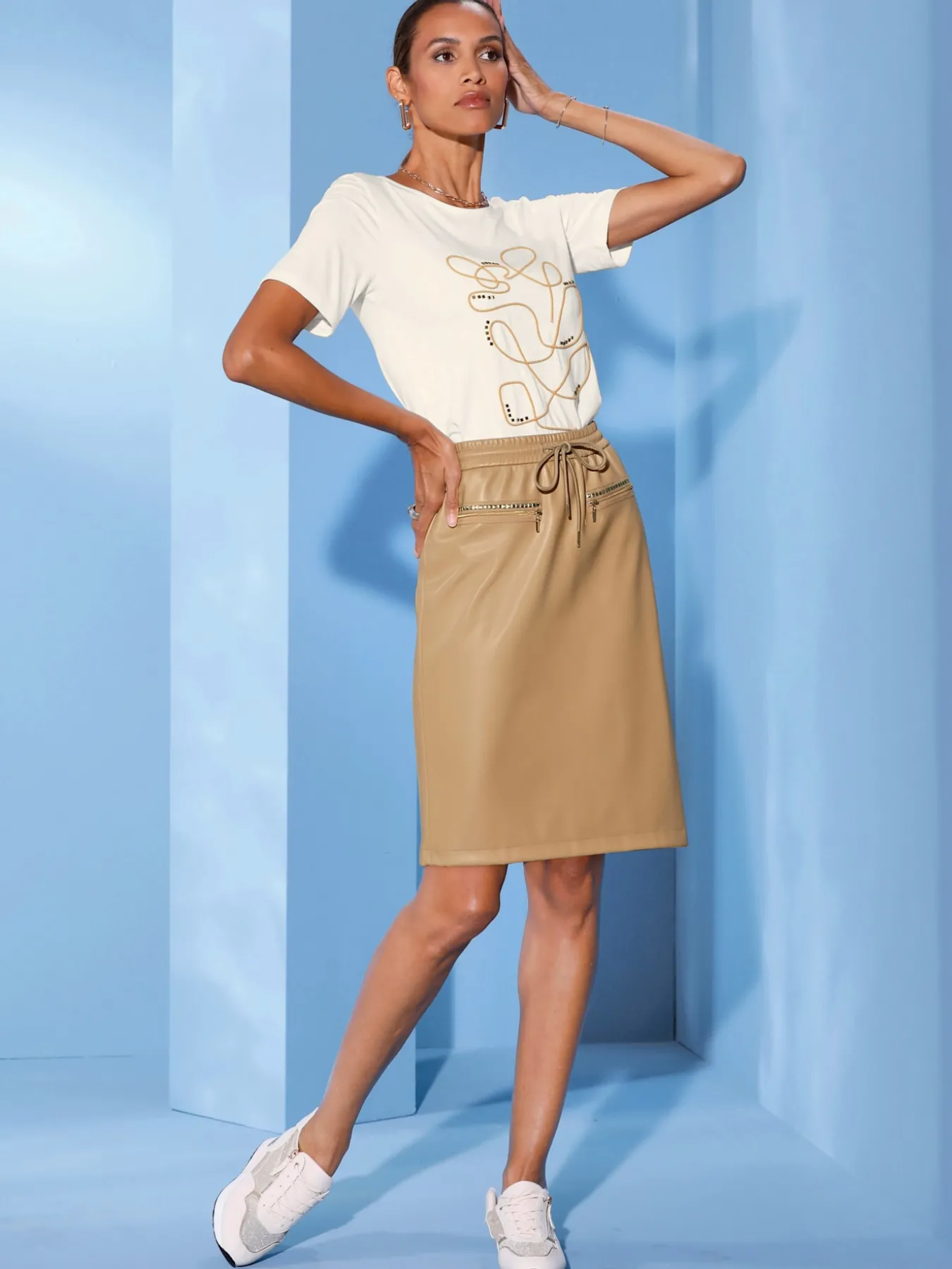Jupe en synthétique imitation cuir souple