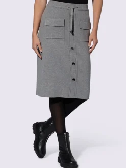 Jupe en tricot ceinture élastique, coulisse et lien à nouer