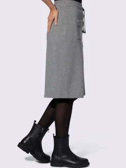 Jupe en tricot ceinture élastique, coulisse et lien à nouer