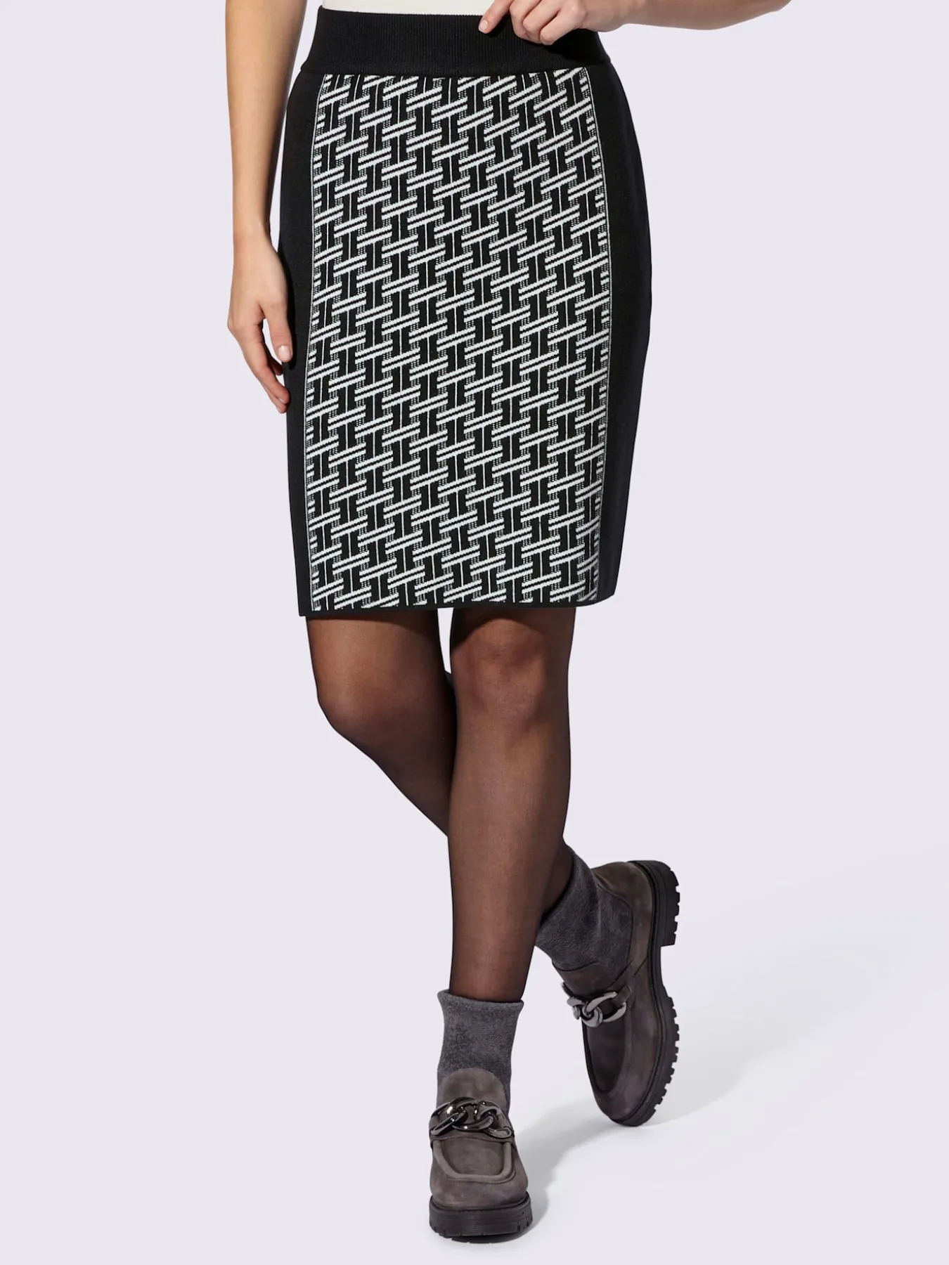 Jupe en tricot motif jacquard moderne devant et au dos