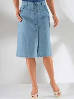 Jupe femme originale effet jean avec boutons