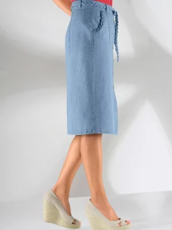 Jupe femme originale effet jean avec boutons