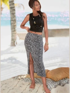 Jupe midi ceinture avec élastique intégré