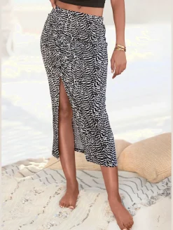 Jupe midi ceinture avec élastique intégré