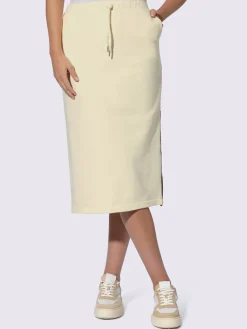 Jupe sweat ceinture élastique, coulisse et lien à nouer