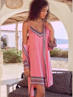 Kimono court avec motif ethnique