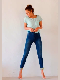 Legging en jean jegging sans coutures à l'aspect jean imprimé