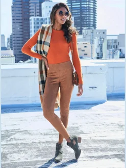 Legging imitation cuir velours