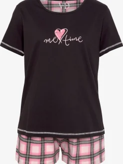 Lot de 2 pyjamas courts avec imprimé devant et short à carreaux