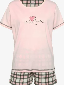 Lot de 2 pyjamas courts avec imprimé devant et short à carreaux