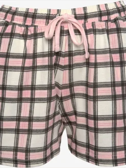 Lot de 2 pyjamas courts avec imprimé devant et short à carreaux