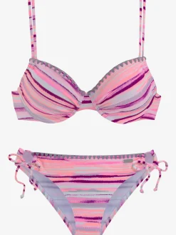 Maillot de bain à armatures design rayé coloré