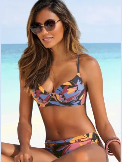 Maillot de bain à armatures imprimé feuilles abstrait