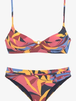 Maillot de bain à armatures imprimé feuilles abstrait