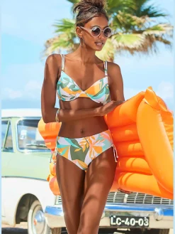 Maillot de bain à armatures imprimé feuilles abstrait