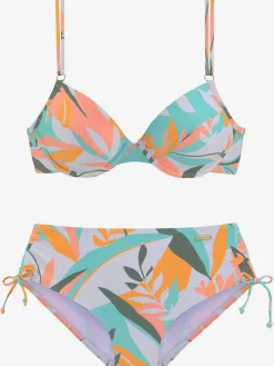 Maillot de bain à armatures imprimé feuilles abstrait