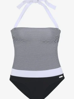 Maillot de bain aspect bicolore avec imprimé rayures