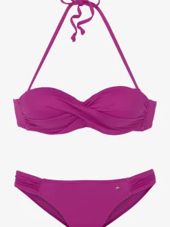 Maillot de bain bandeau à armatures coloris unis