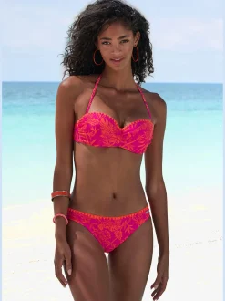 Maillot de bain bandeau à armatures bord crocheté contrasté