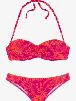 Maillot de bain bandeau à armatures bord crocheté contrasté
