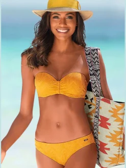 Maillot de bain bandeau à armatures matière structurée tendance