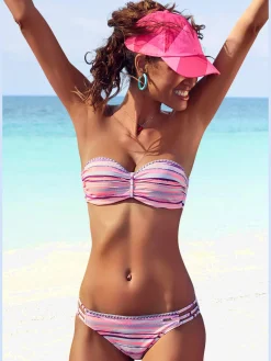 Maillot de bain bandeau à armatures design rayé coloré