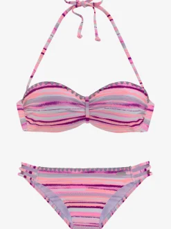 Maillot de bain bandeau à armatures design rayé coloré