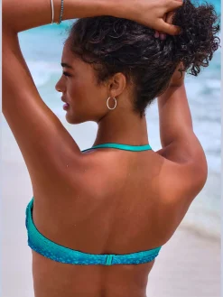 Maillot de bain bandeau à armatures broderie ajourée tendance avec dégradé de couleurs
