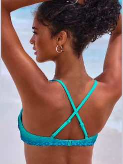 Maillot de bain bandeau à armatures broderie ajourée tendance avec dégradé de couleurs