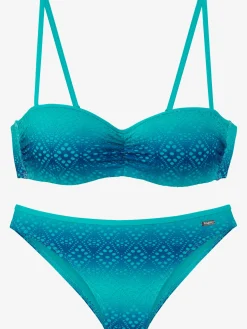 Maillot de bain bandeau à armatures broderie ajourée tendance avec dégradé de couleurs