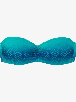 Maillot de bain bandeau à armatures broderie ajourée tendance avec dégradé de couleurs