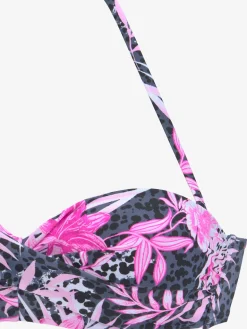 Maillot de bain bandeau à armatures « imprimé, effet de couleur différent pour chaque pièce »