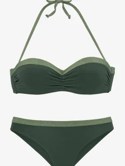 Maillot de bain bandeau à armatures empiècements brillants