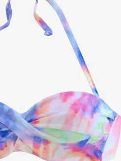 Maillot de bain bandeau à armatures imprimé, effet de couleur différent pour chaque pièce