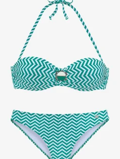 Maillot de bain bandeau à armatures motif zigzag tendance