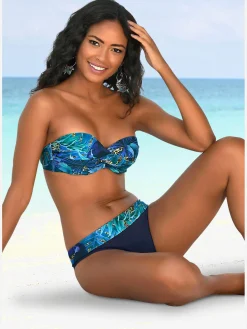 Maillot de bain bandeau à armatures aspect jungle