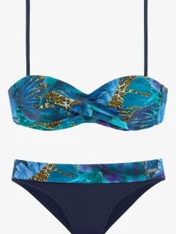 Maillot de bain bandeau à armatures aspect jungle